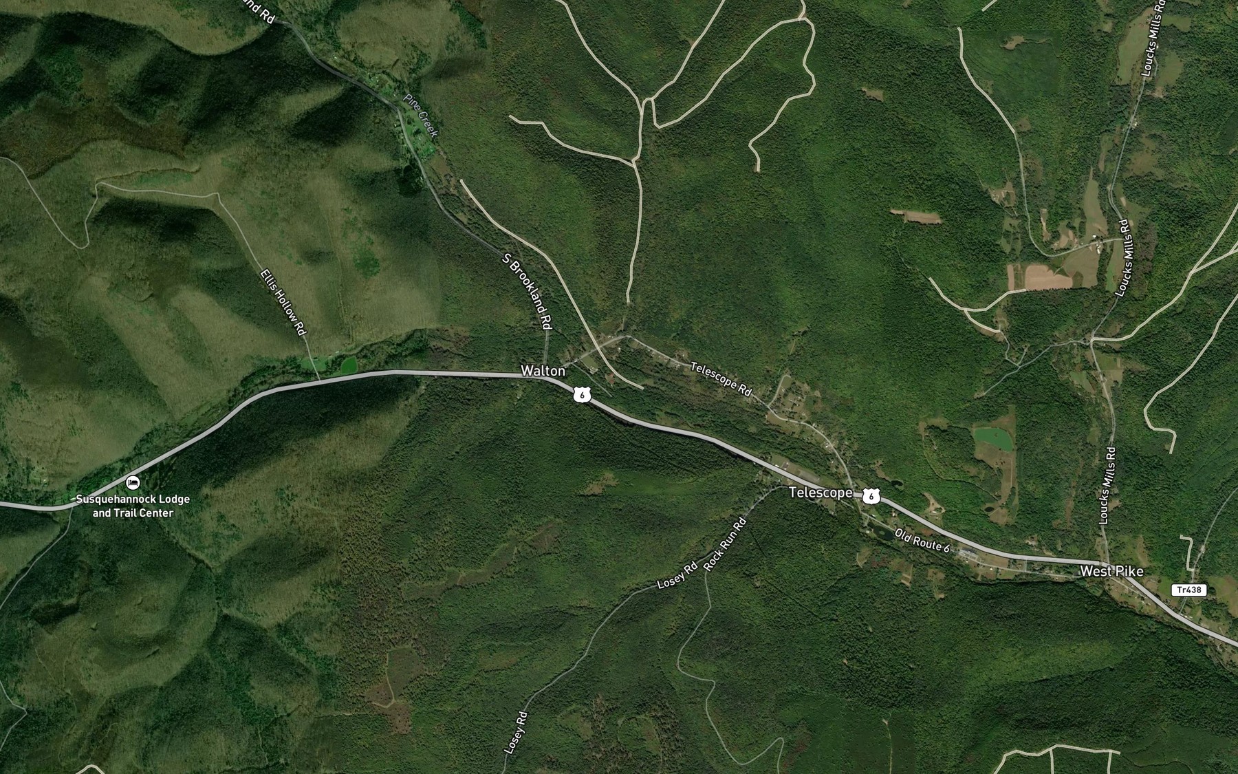 Satellite map of the Barn Brook