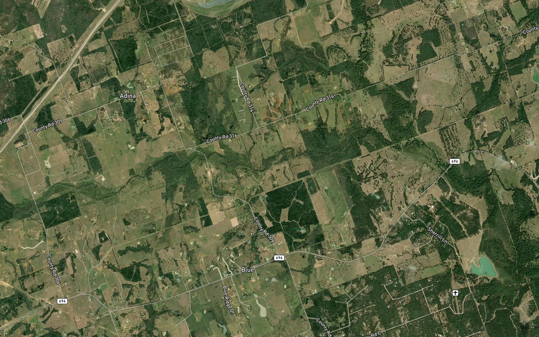 Satellite map of the Burns Branch