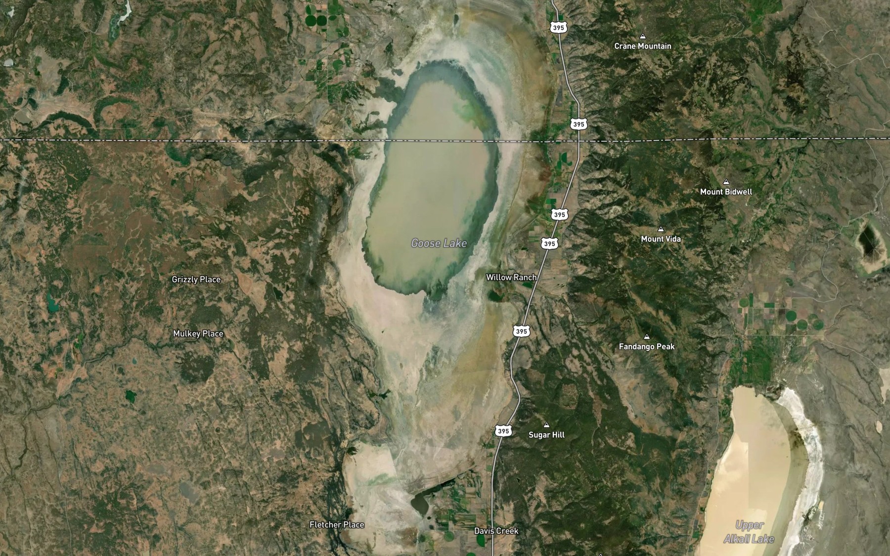 Satellite map of the Goose Lake