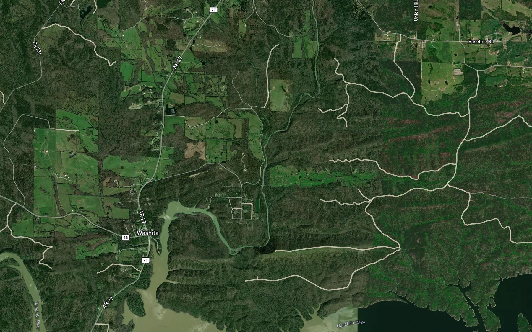Satellite map of the Mill Iron Creek