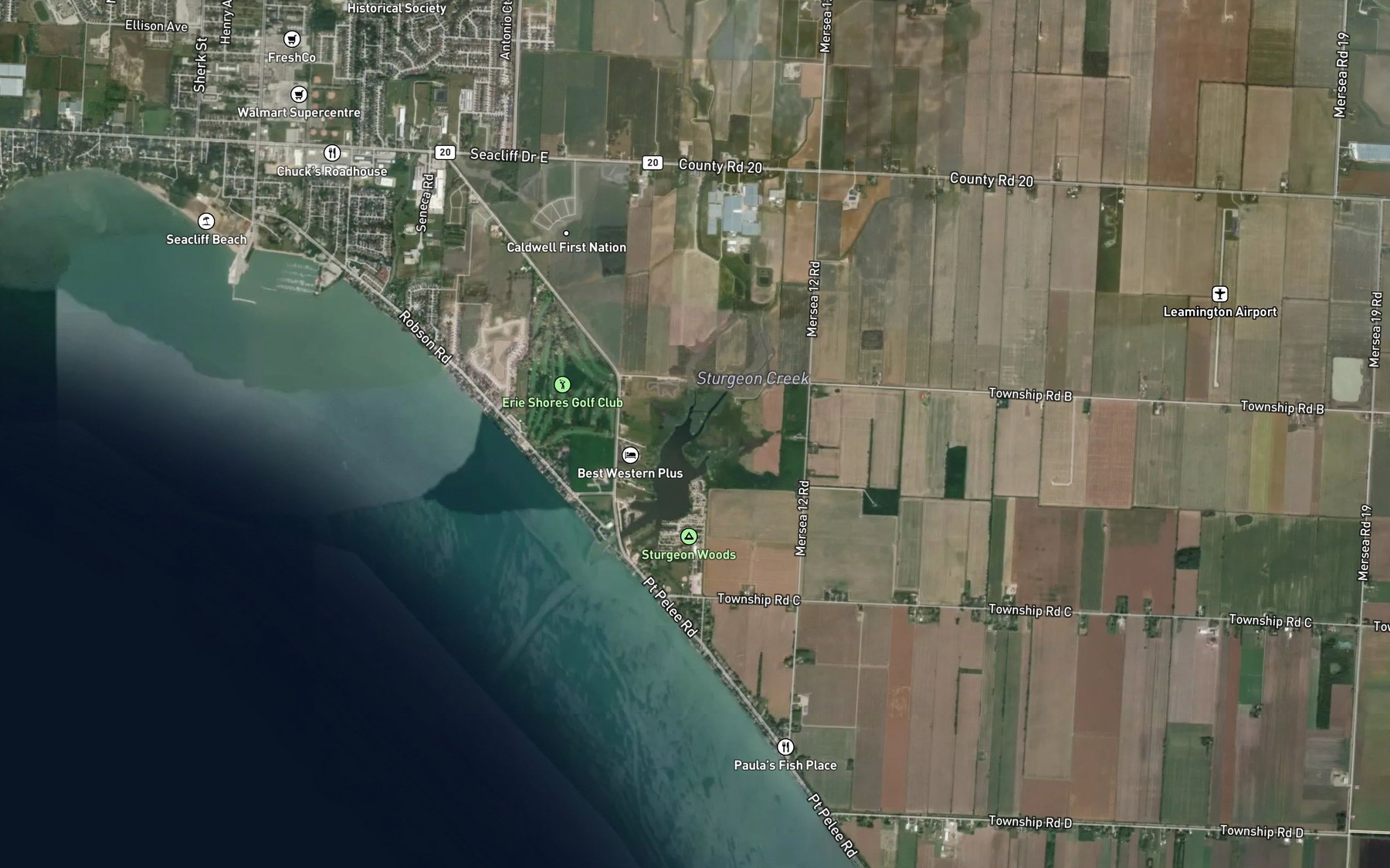 Satellite map of the Sturgeon Creek