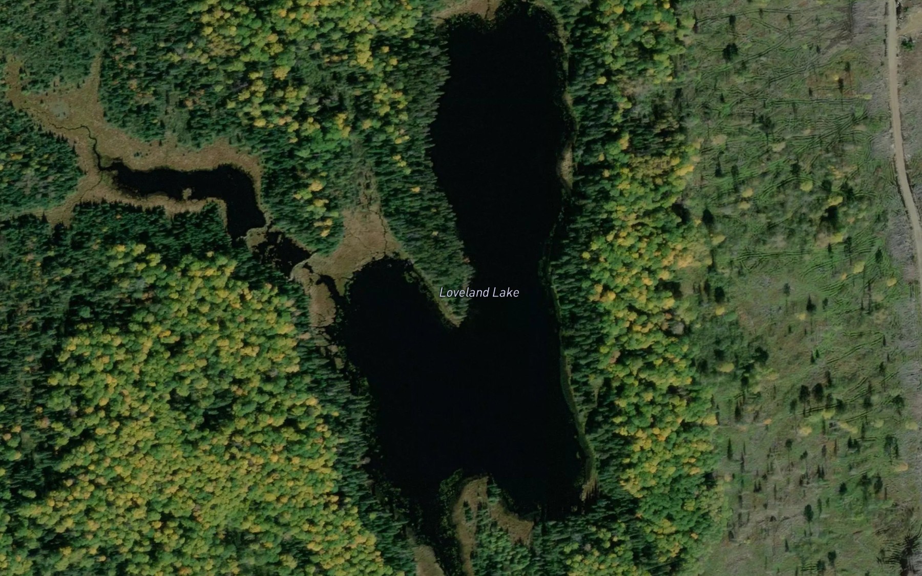 Satellite map of the Loveland Lake