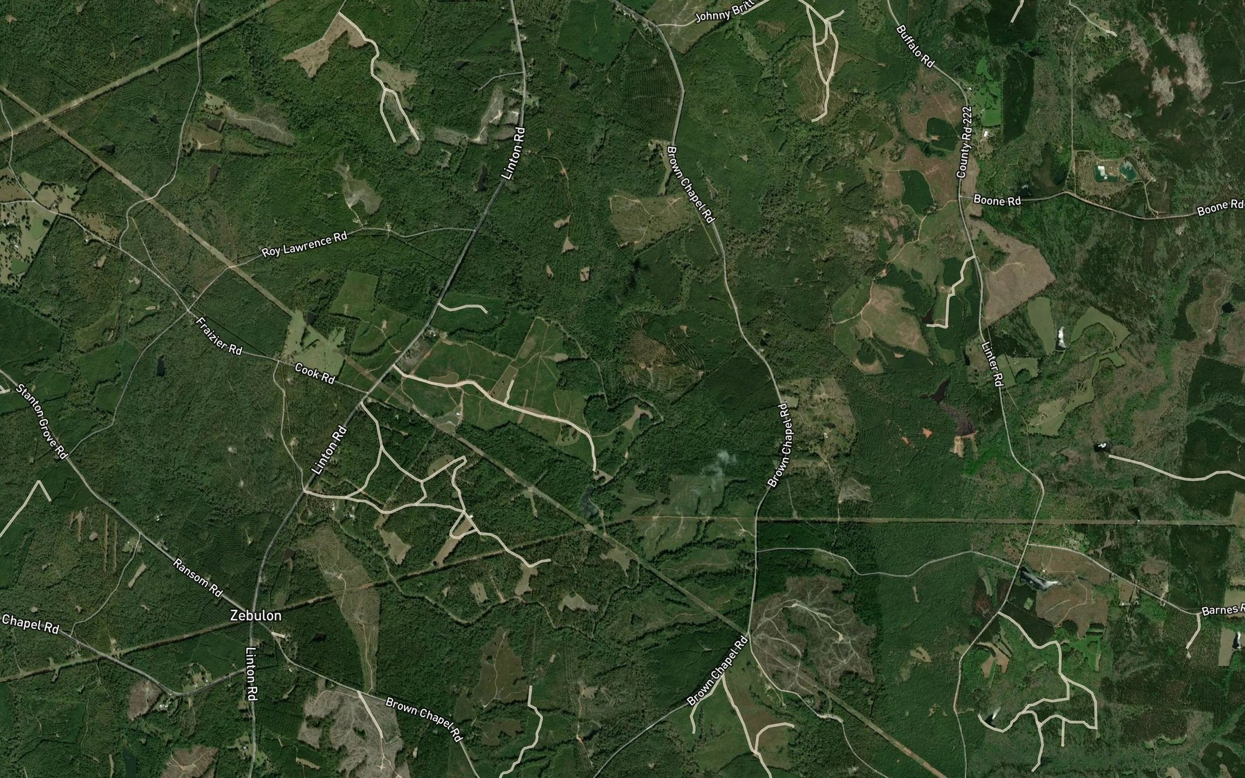Satellite map of the Pinkston Creek