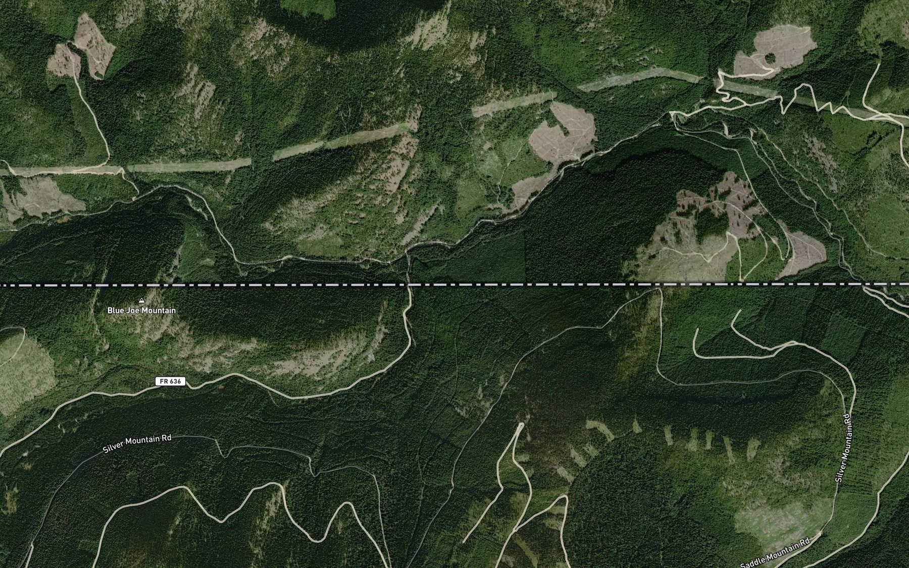 Satellite map of the Meadow Creek