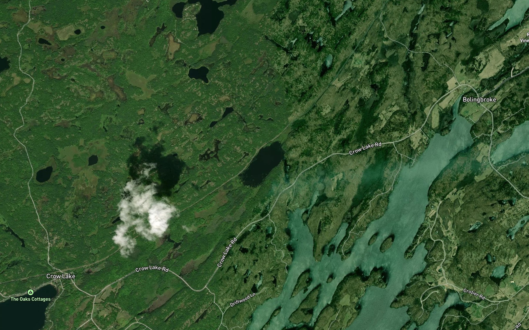 Satellite map of the Sucker Lake