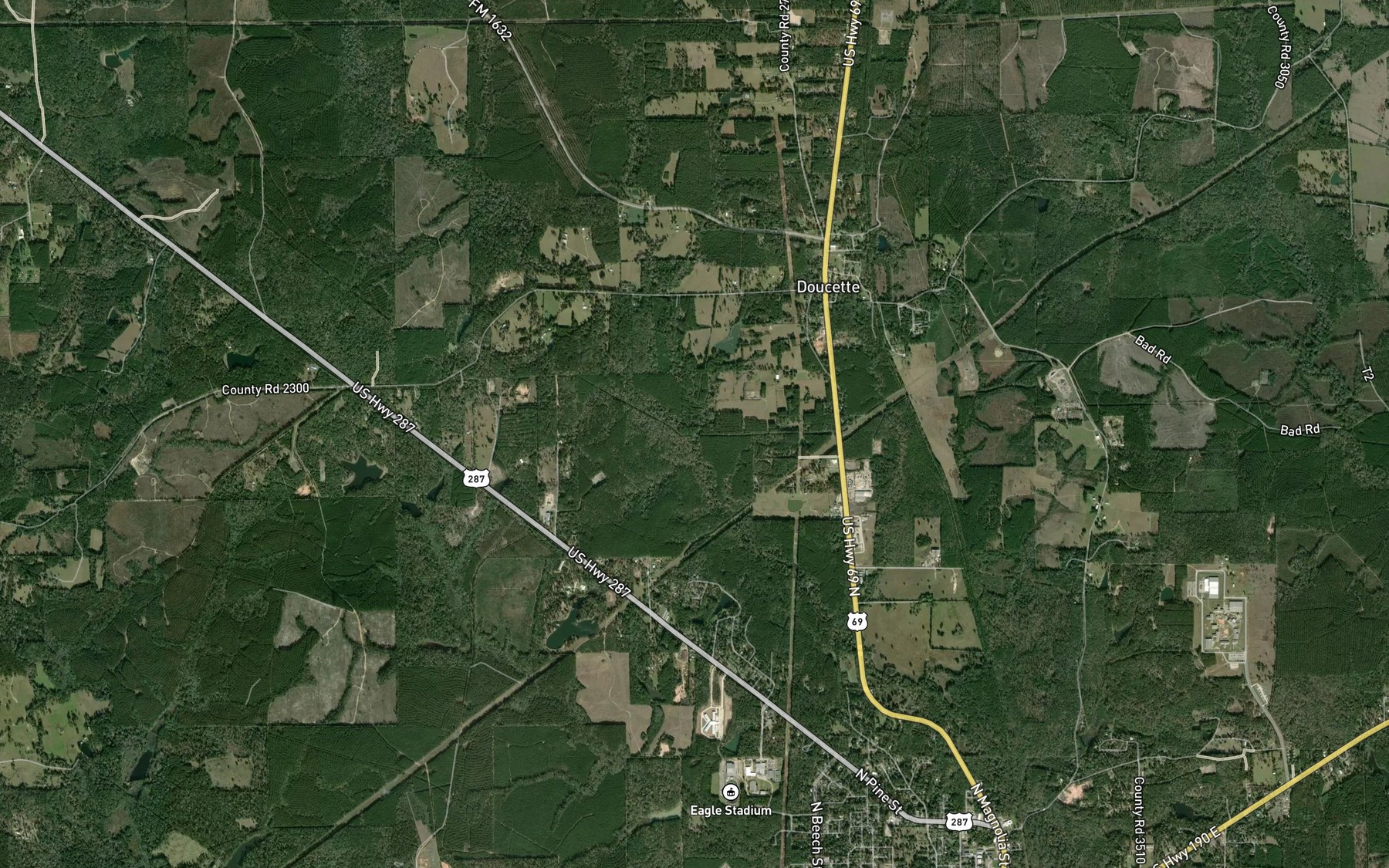 Satellite map of the East Branch Turkey Creek
