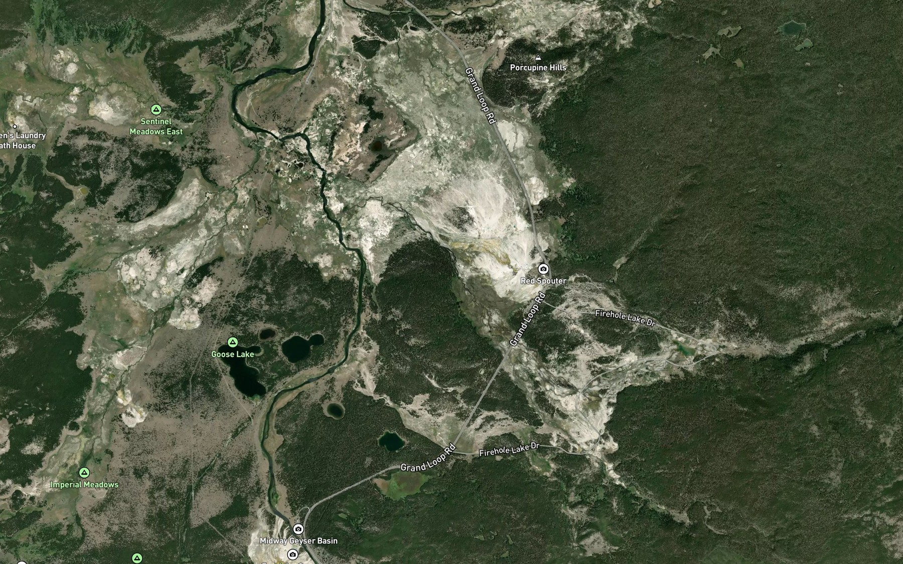 Satellite map of the Young Hopeful Geyser