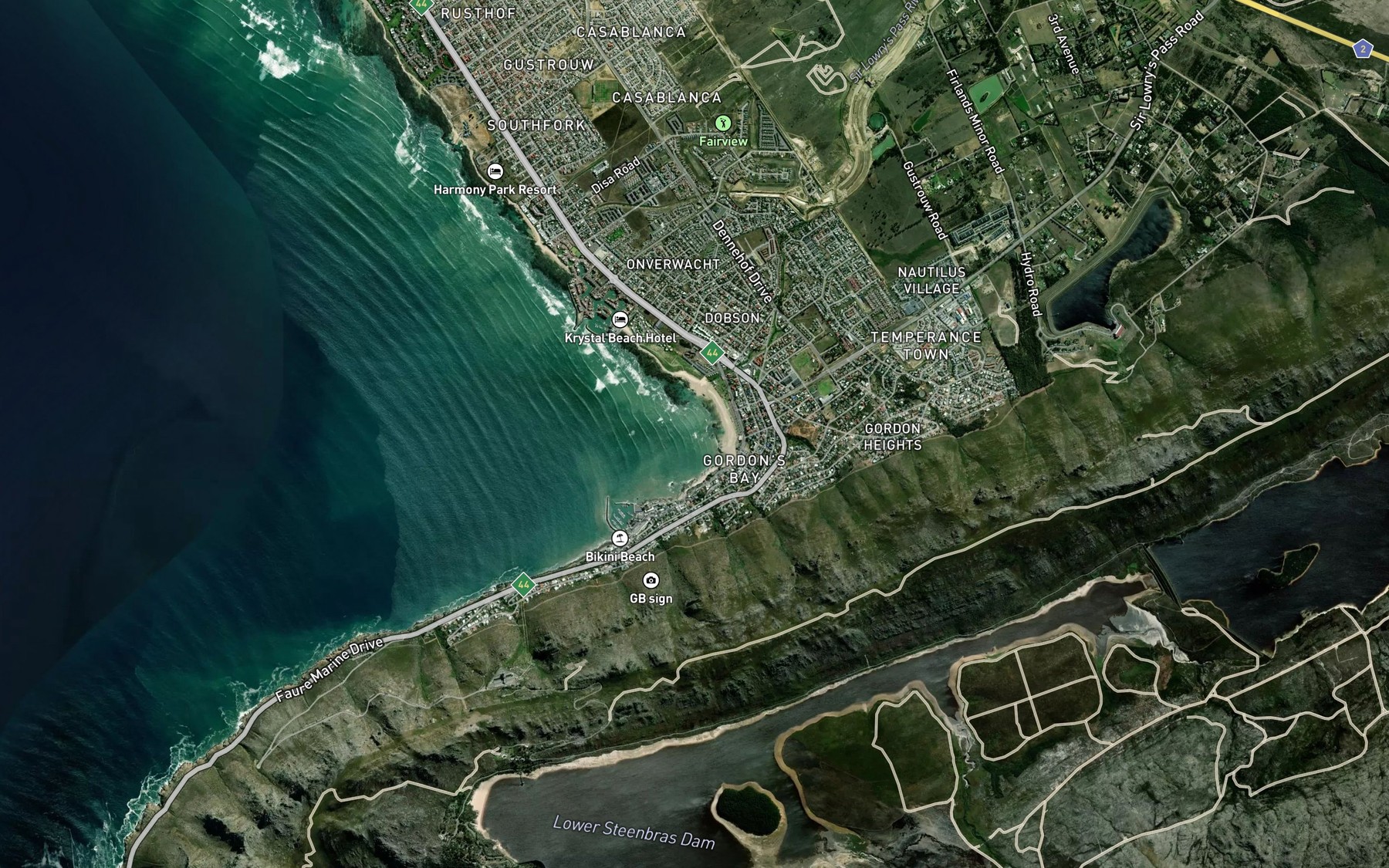 Satellite map of the Gordon's Bay