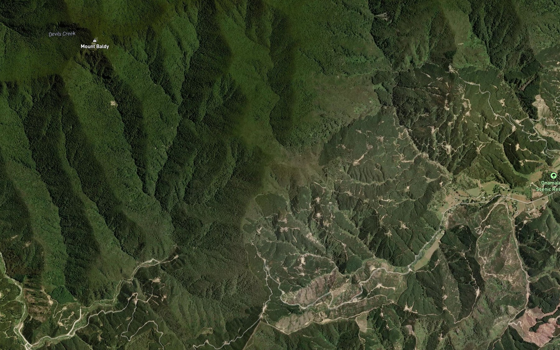 Satellite map of the Woodhen Stream