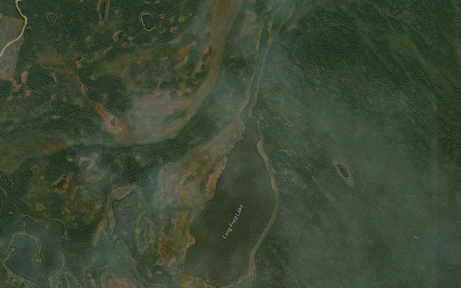 Satellite map of the Long Fred Lake