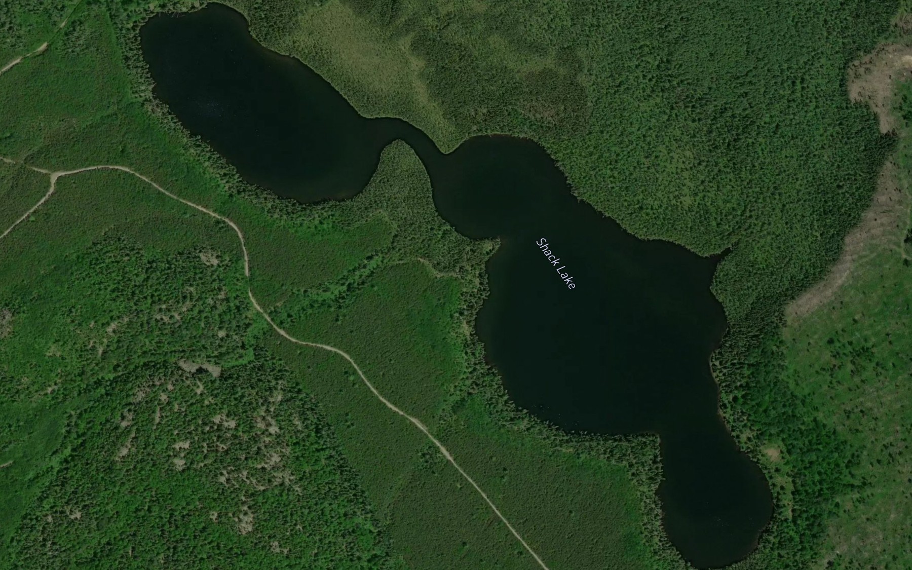 Satellite map of the Shack Lake