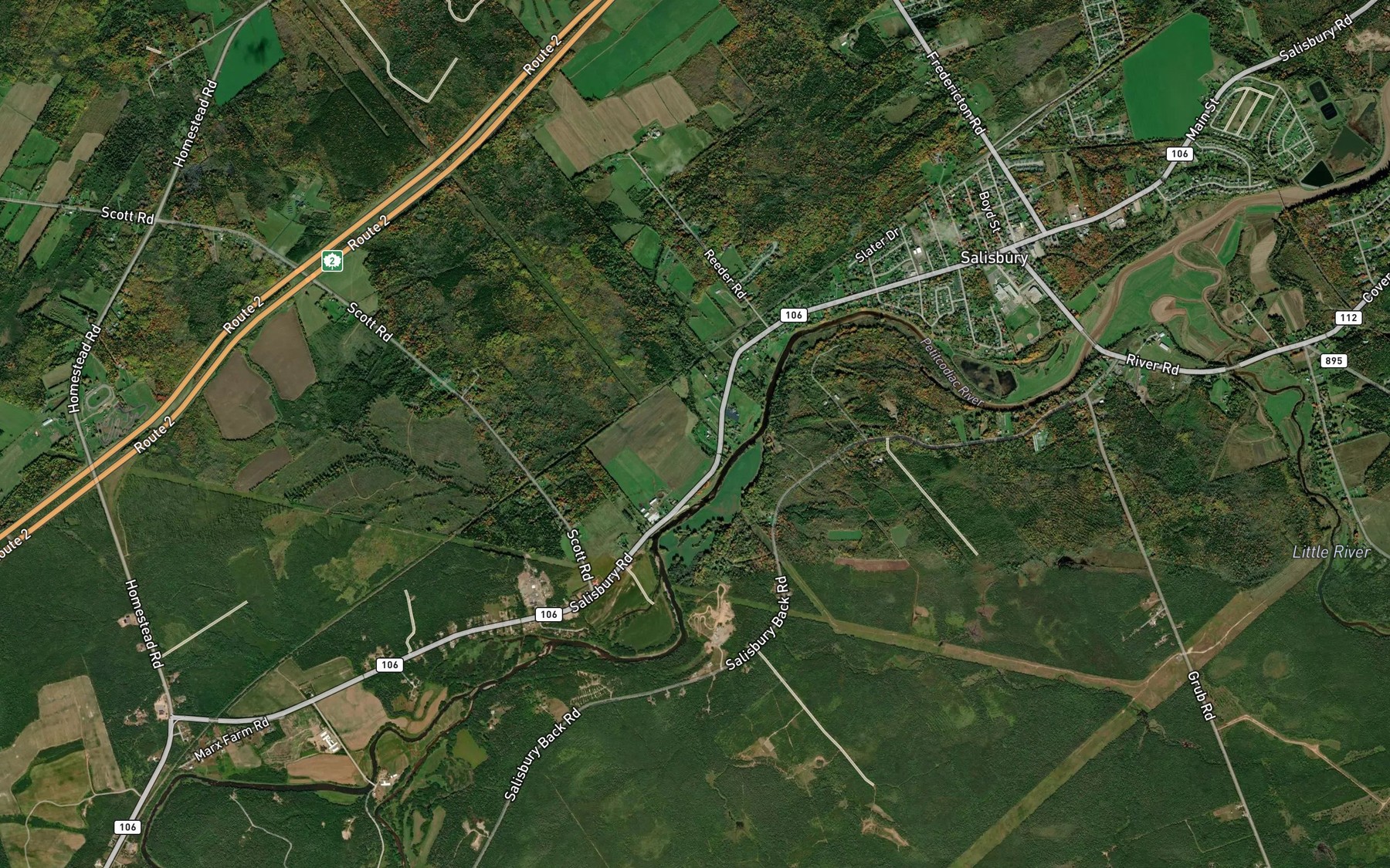 Satellite map of the Bannister Brook