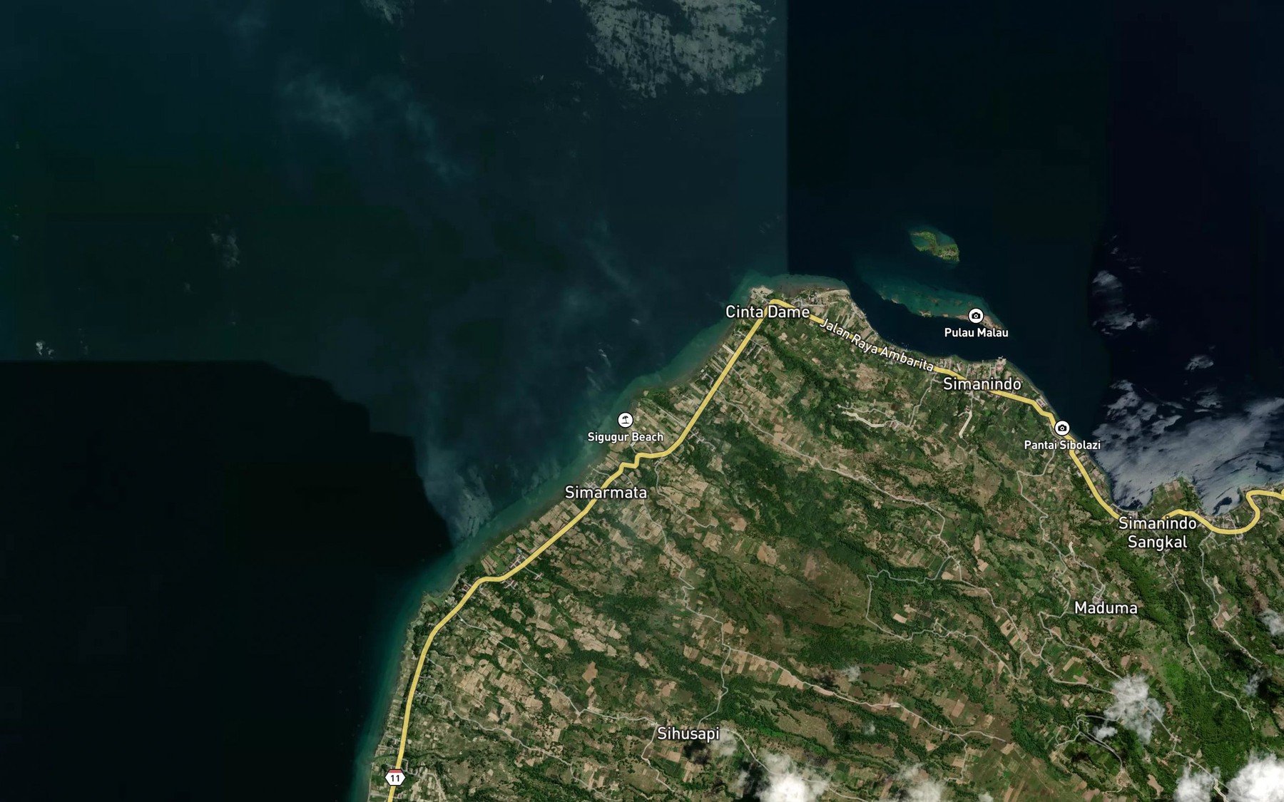 Satellite map of the Binangan Malau