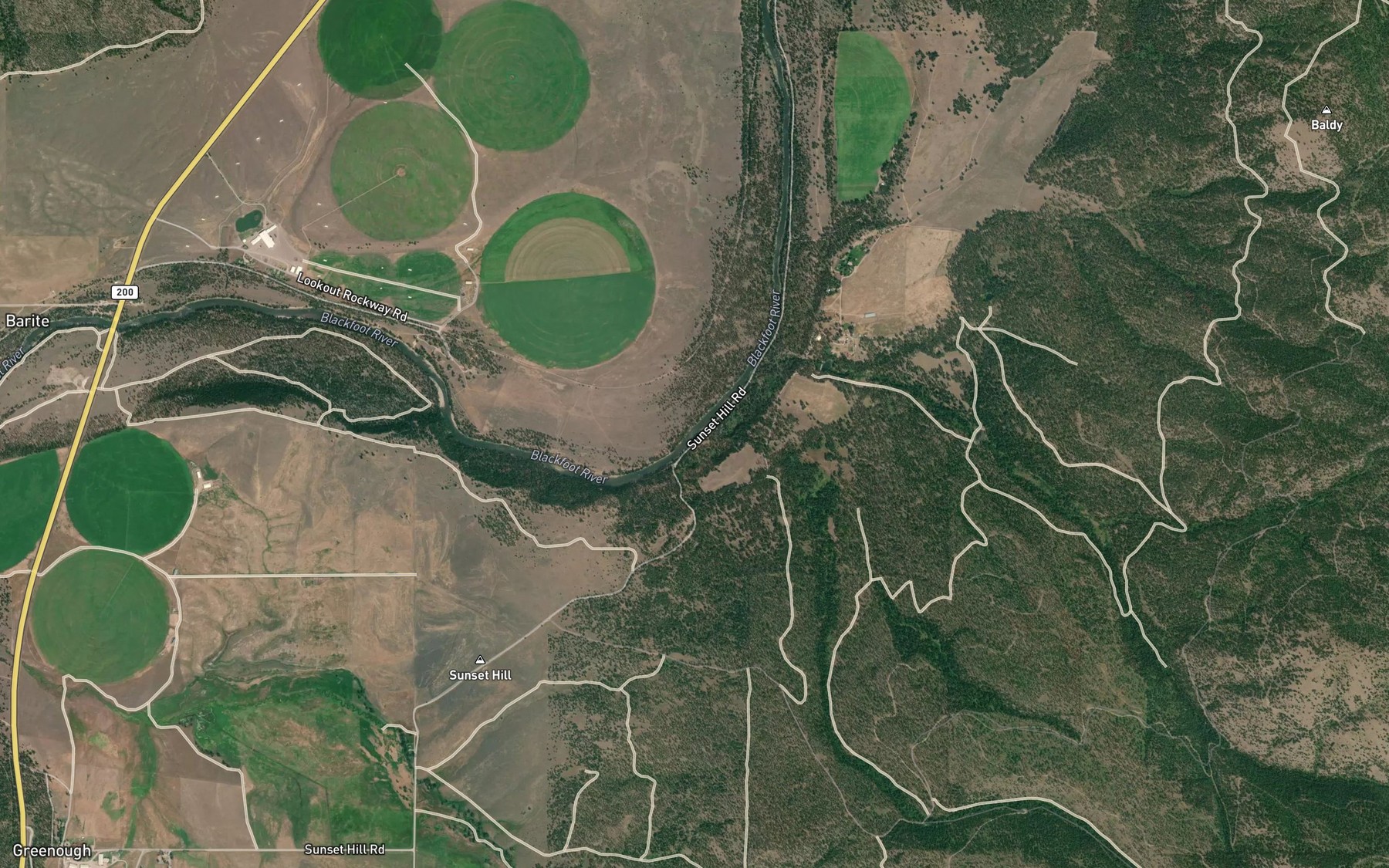 Satellite map of the Little Fish Creek