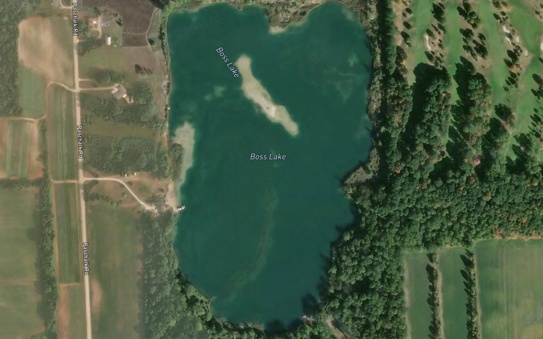 Satellite map of the Boss Lake