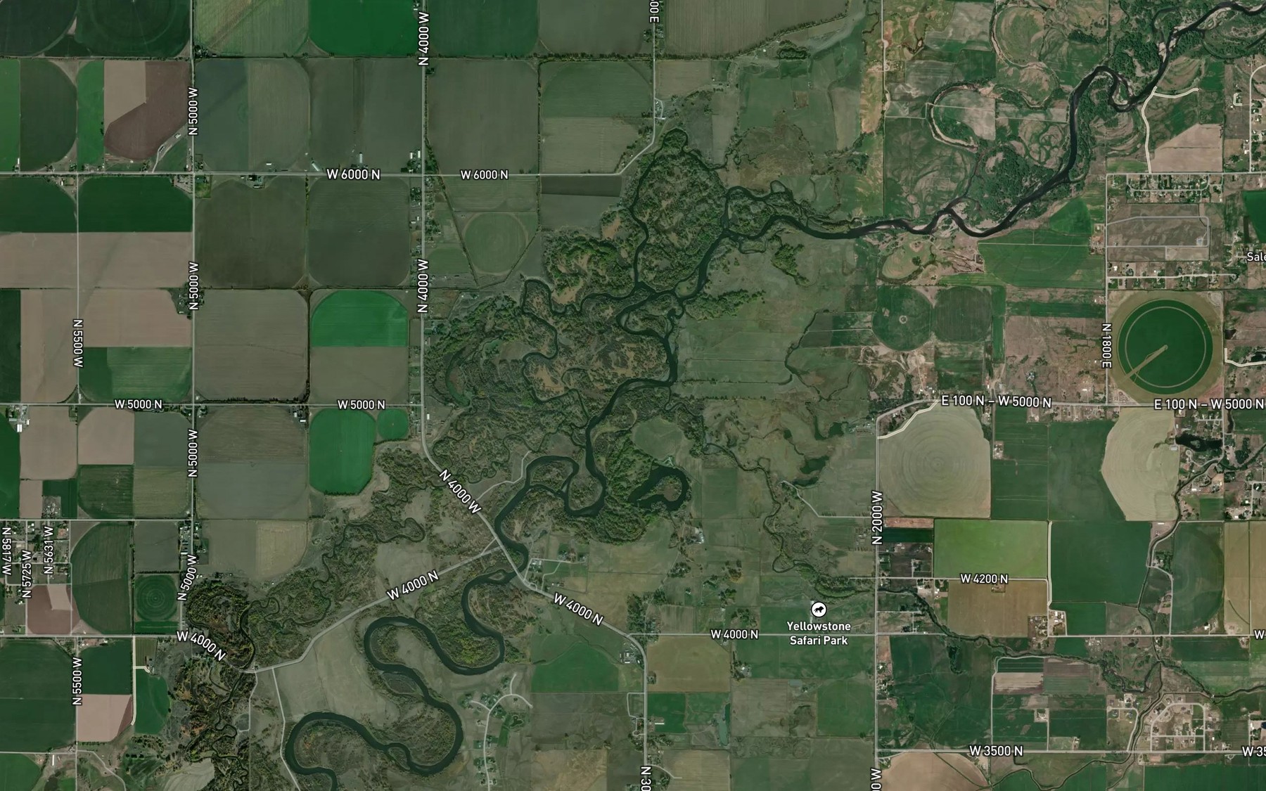 Satellite map of the Teton River