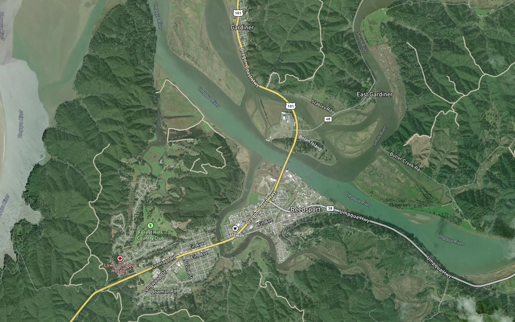 Satellite map of the Scholfield Creek