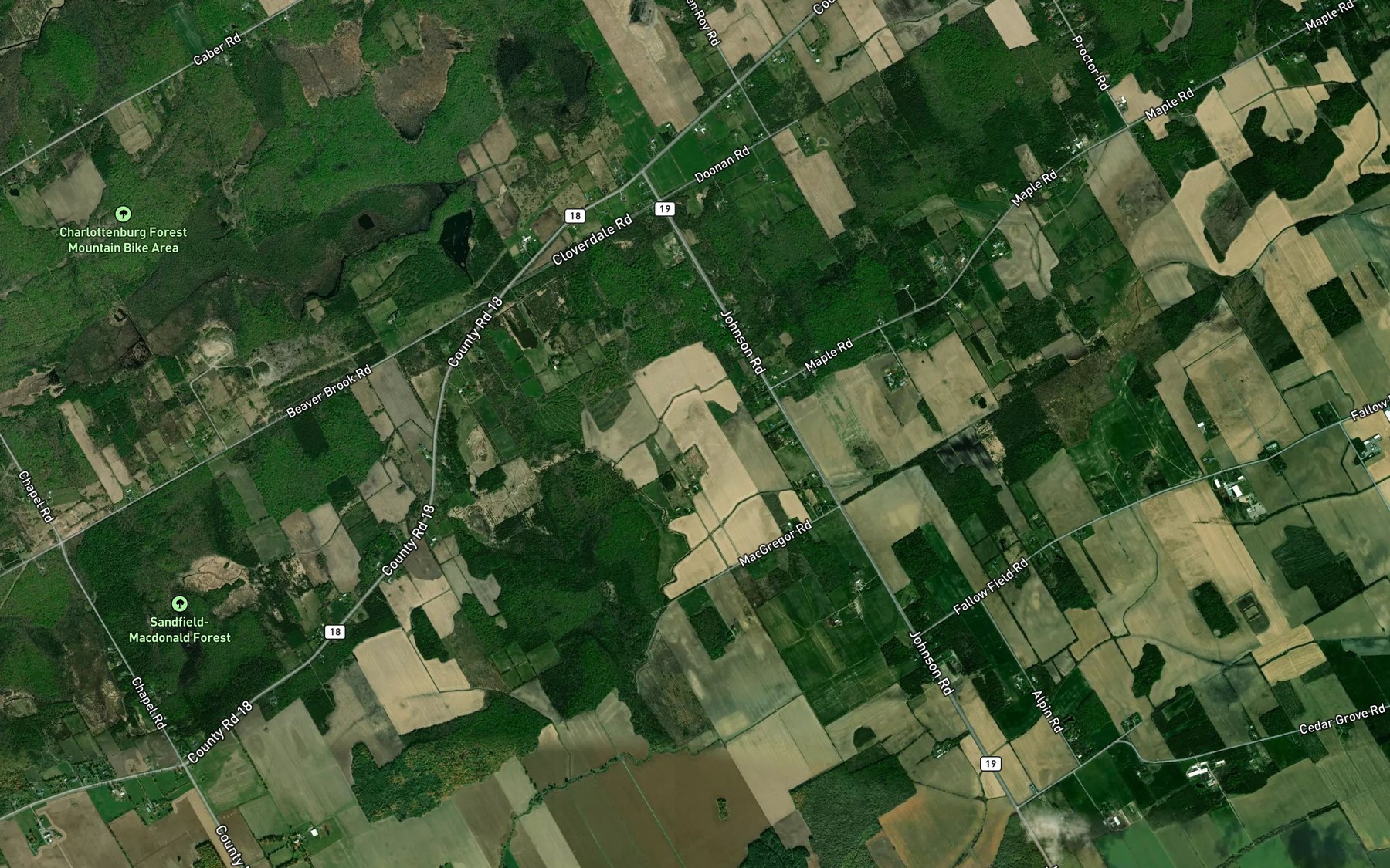 Satellite map of the McLellan-King Drain