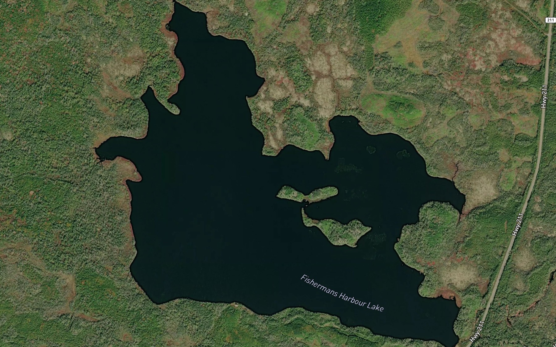 Satellite map of the Fishermans Harbour Lake