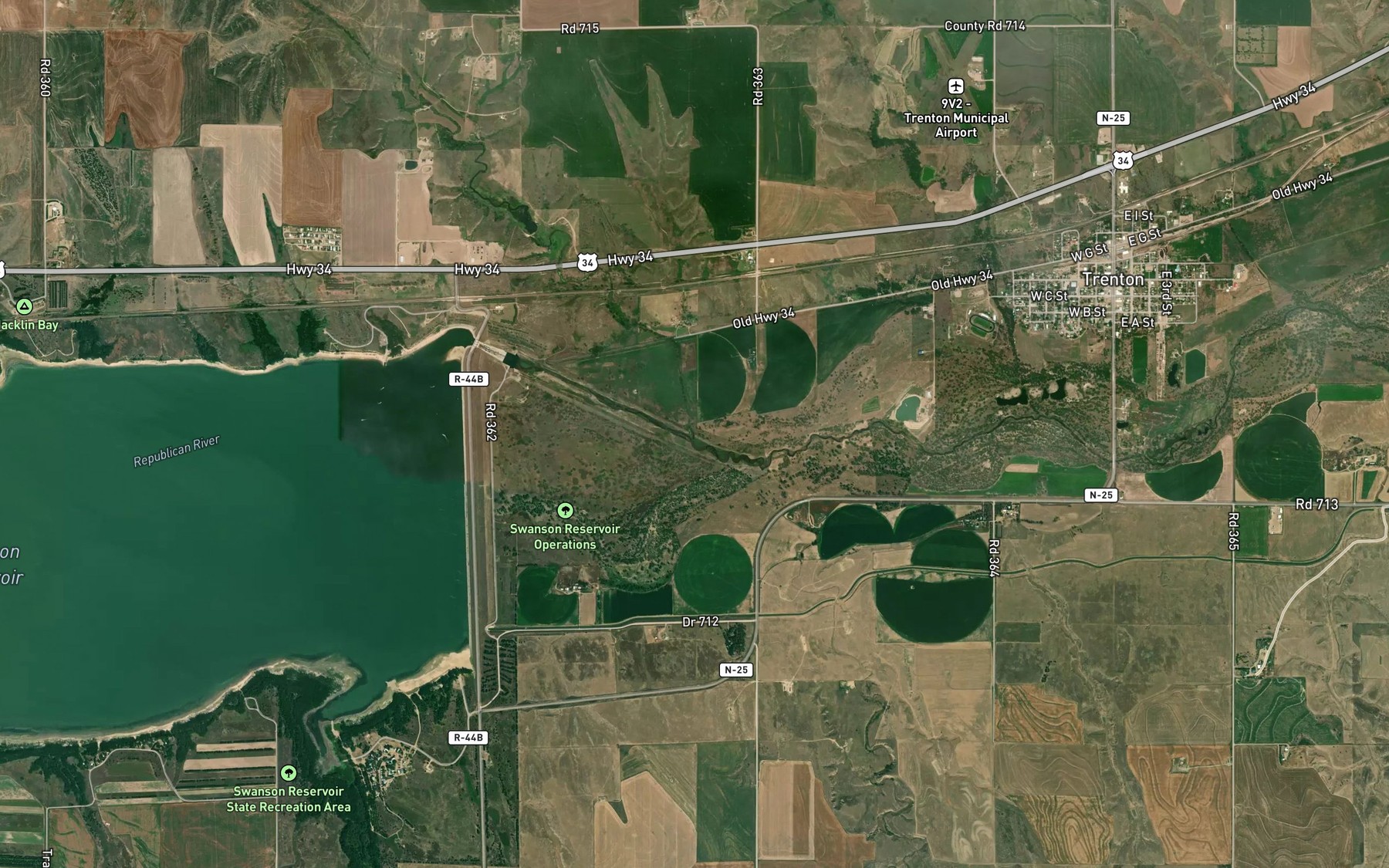 Satellite map of the Elm Creek