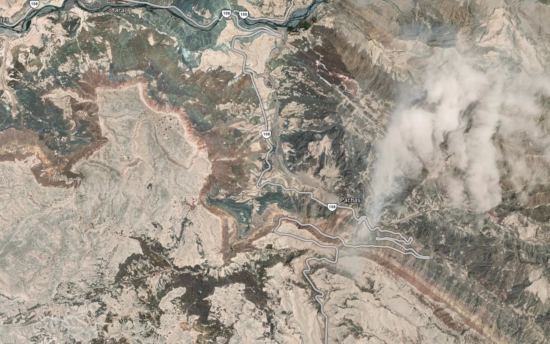Satellite map of the Quebrada de Jaguay