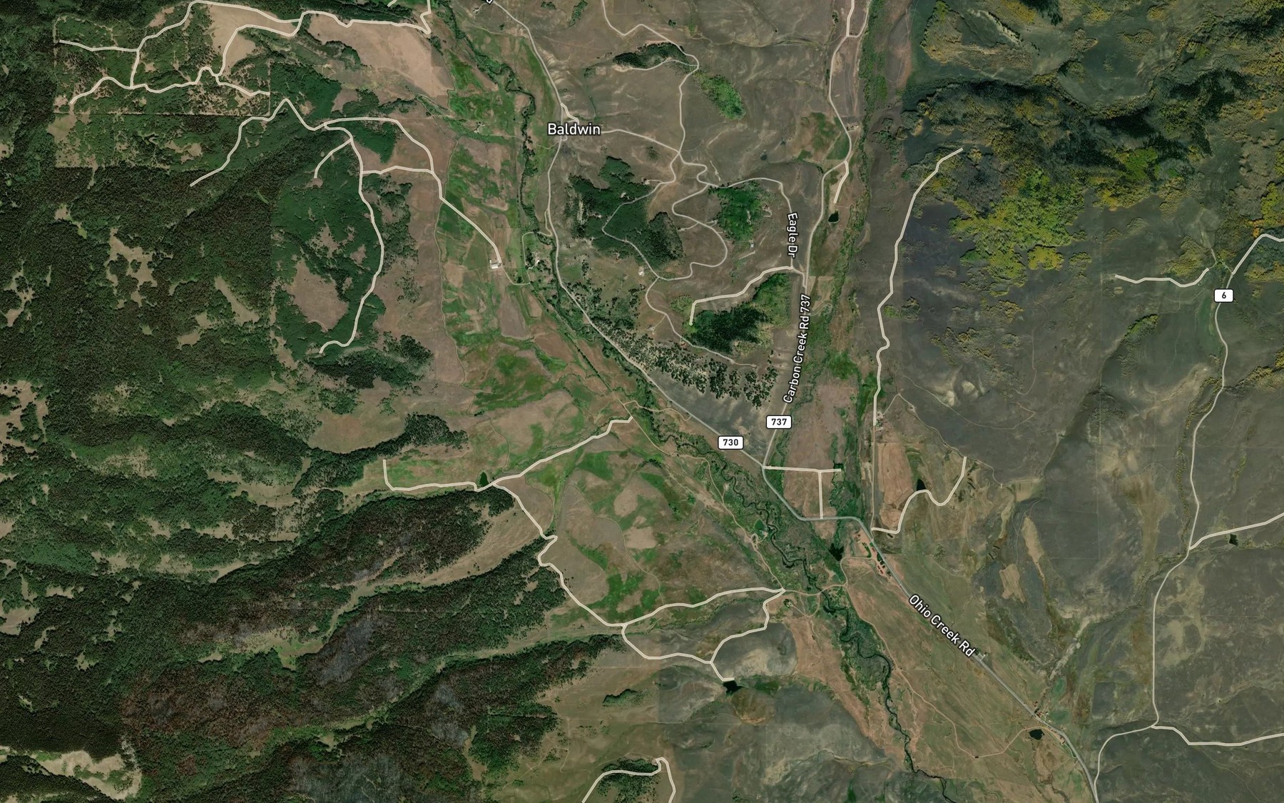 Satellite map of the Price Creek