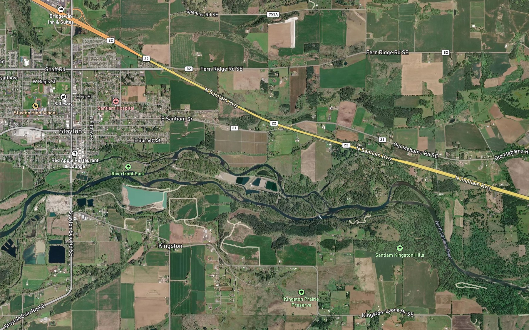 Satellite map of the Valentine Creek