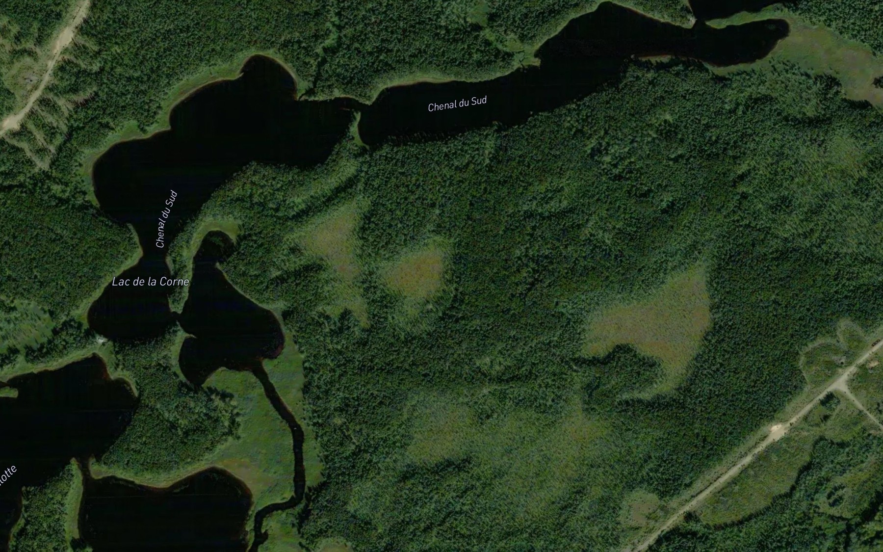 Satellite map of the Lac de la Corne