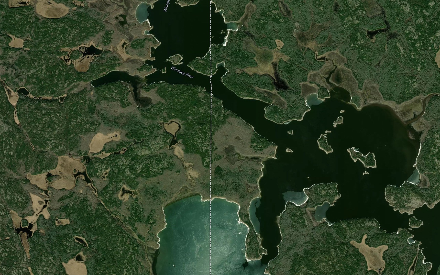 Satellite map of the Riviere Winnipeg