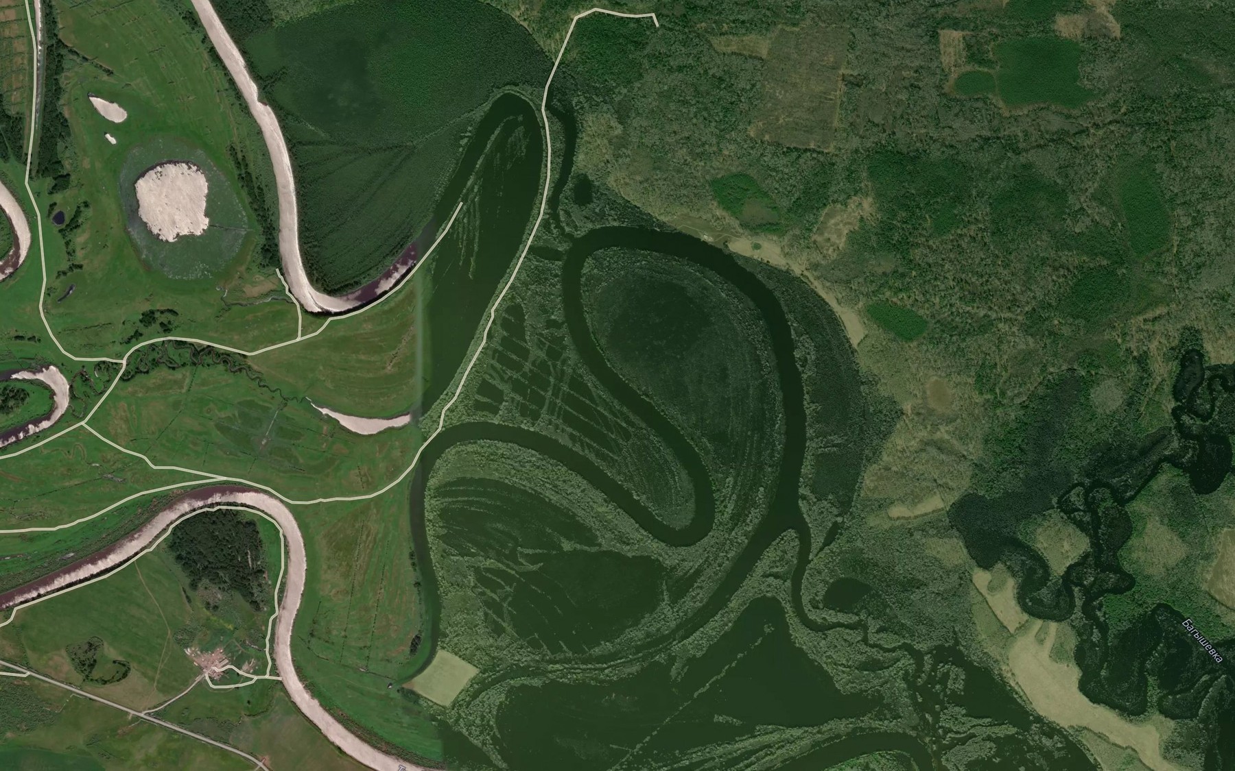 Satellite map of the Ozero Nizhneye Ilyasovo