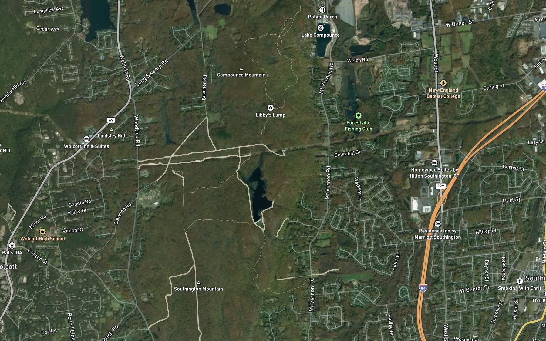 Satellite map of the New Britain Reservoir