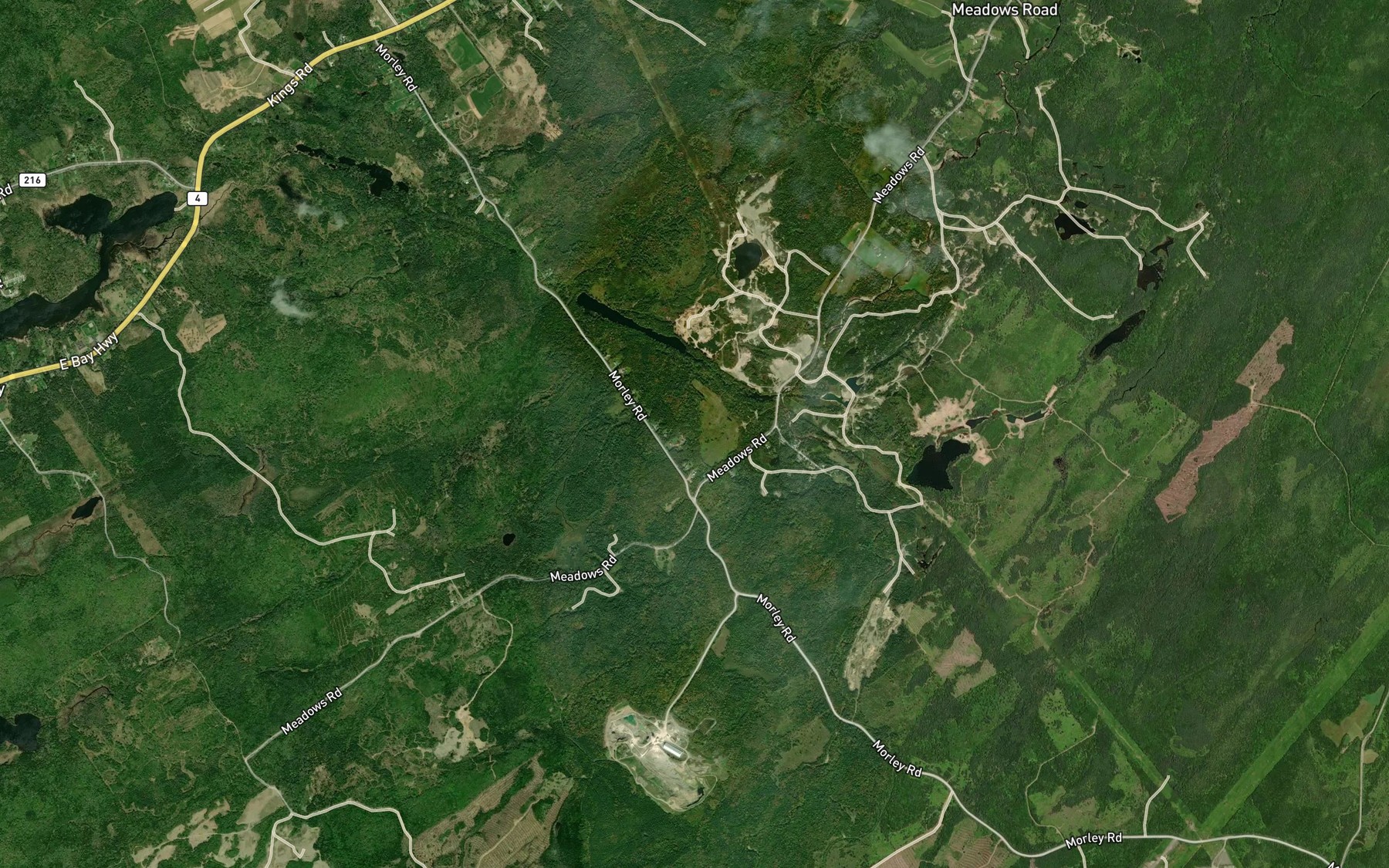 Satellite map of the Eoins Brook