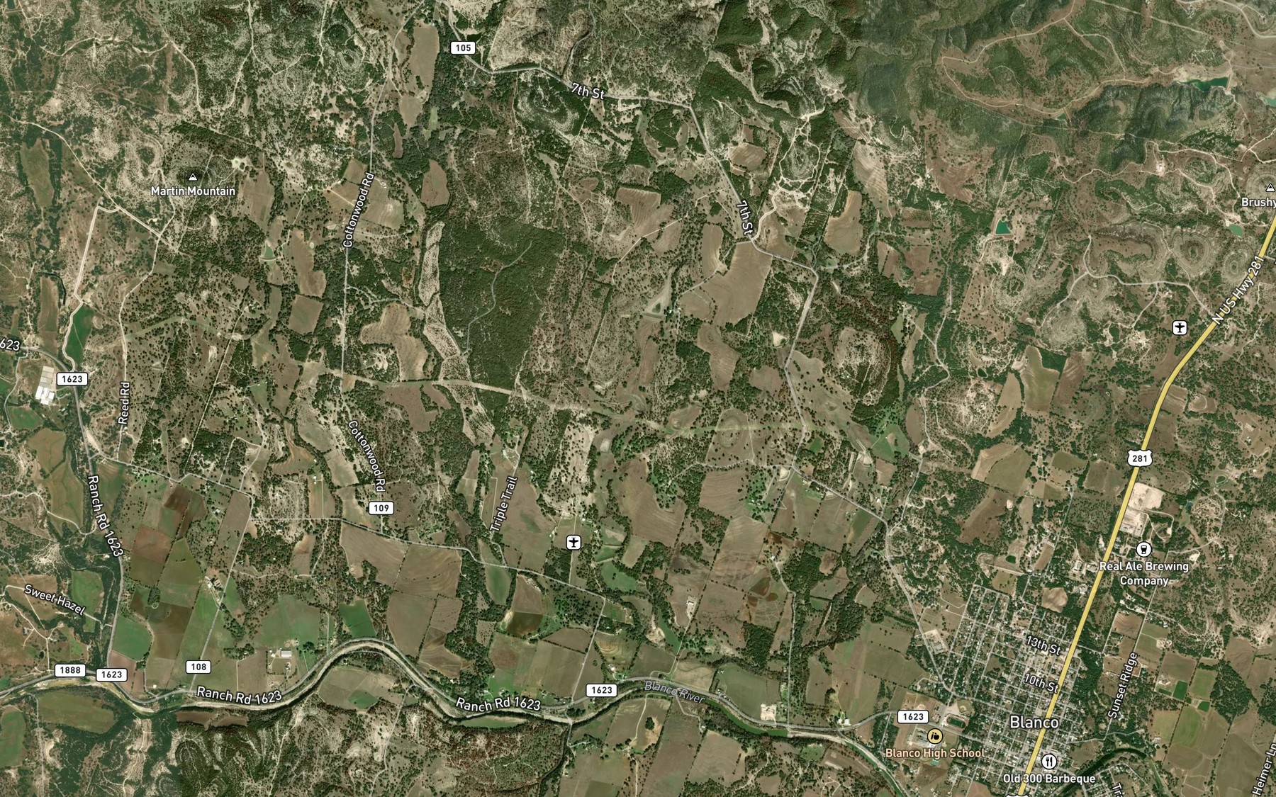 Satellite map of the Tatum Lake