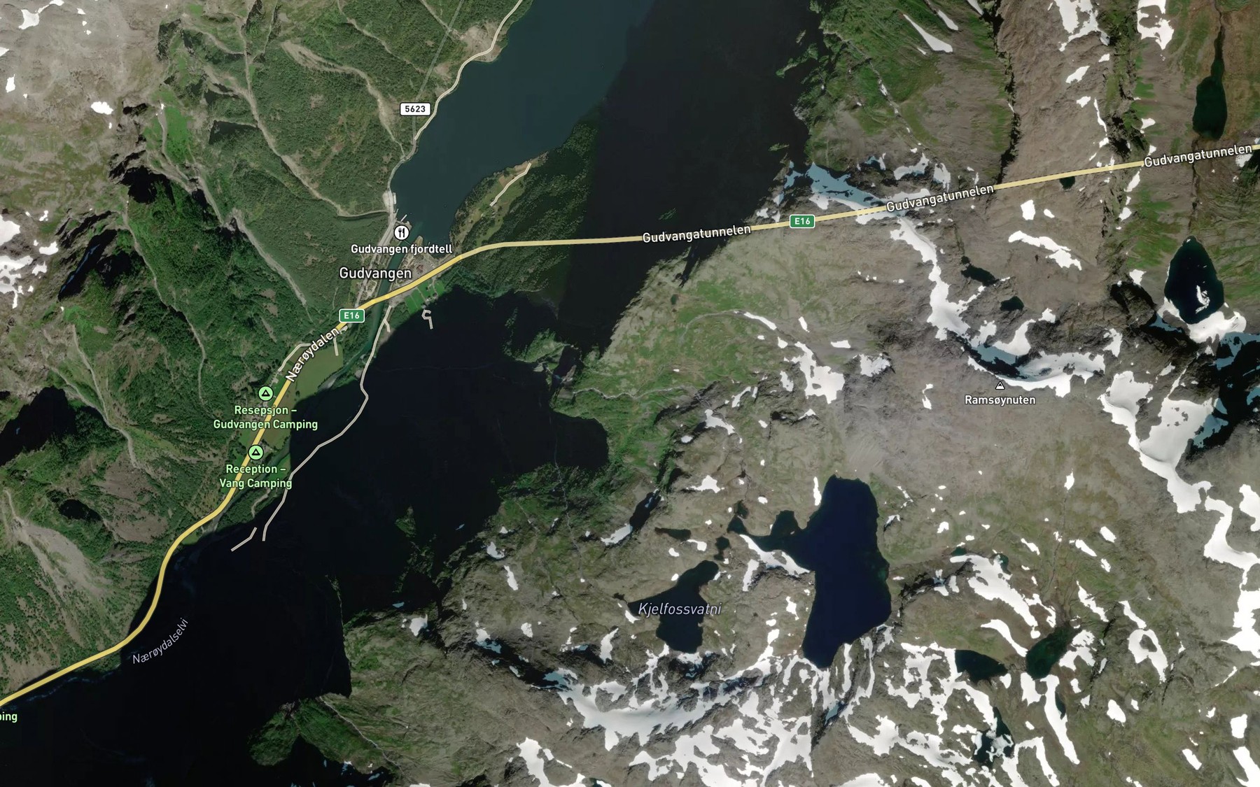 Satellite map of the Vetle Kjelfoss