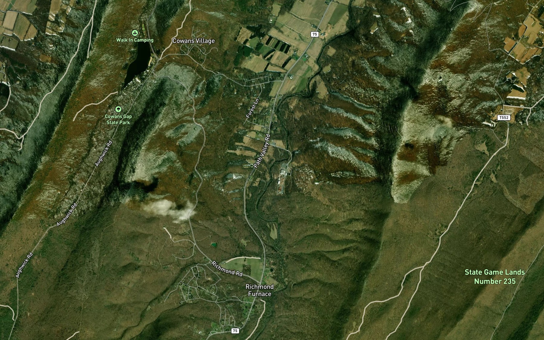 Satellite map of the Bricker Run