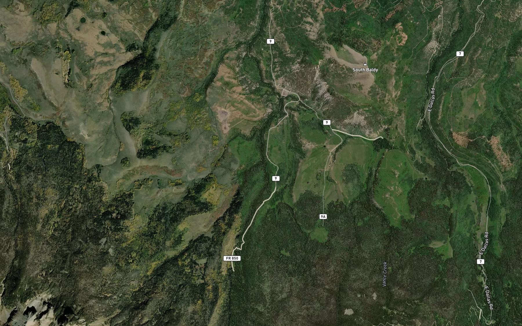 Satellite map of the West Fork West Dallas Creek