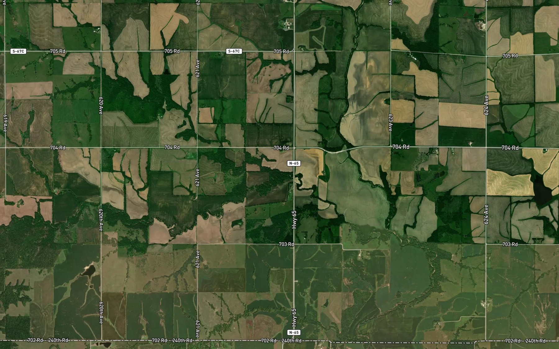 Satellite map of the Beebe Creek