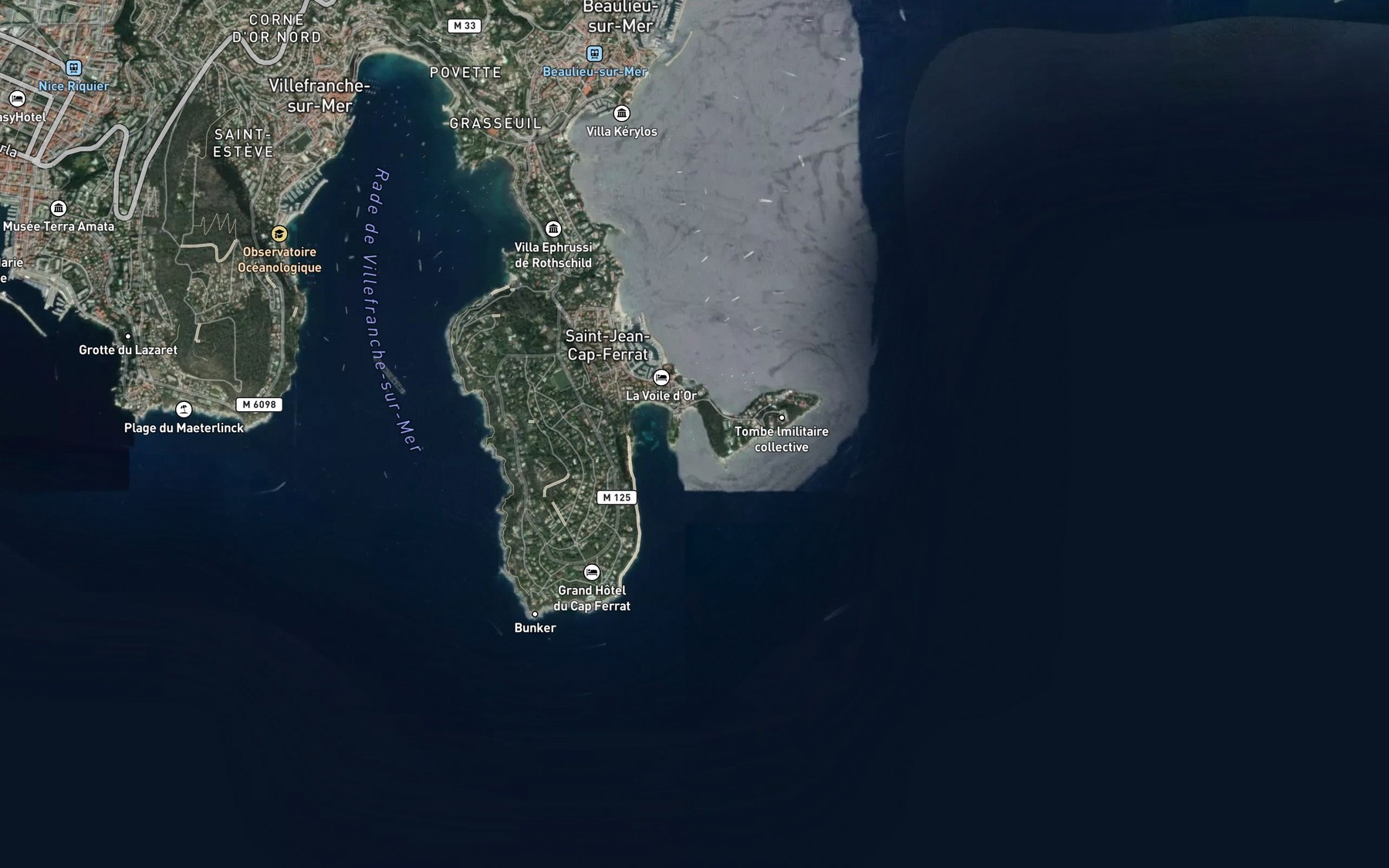 Satellite map of the Anse des Fossettes