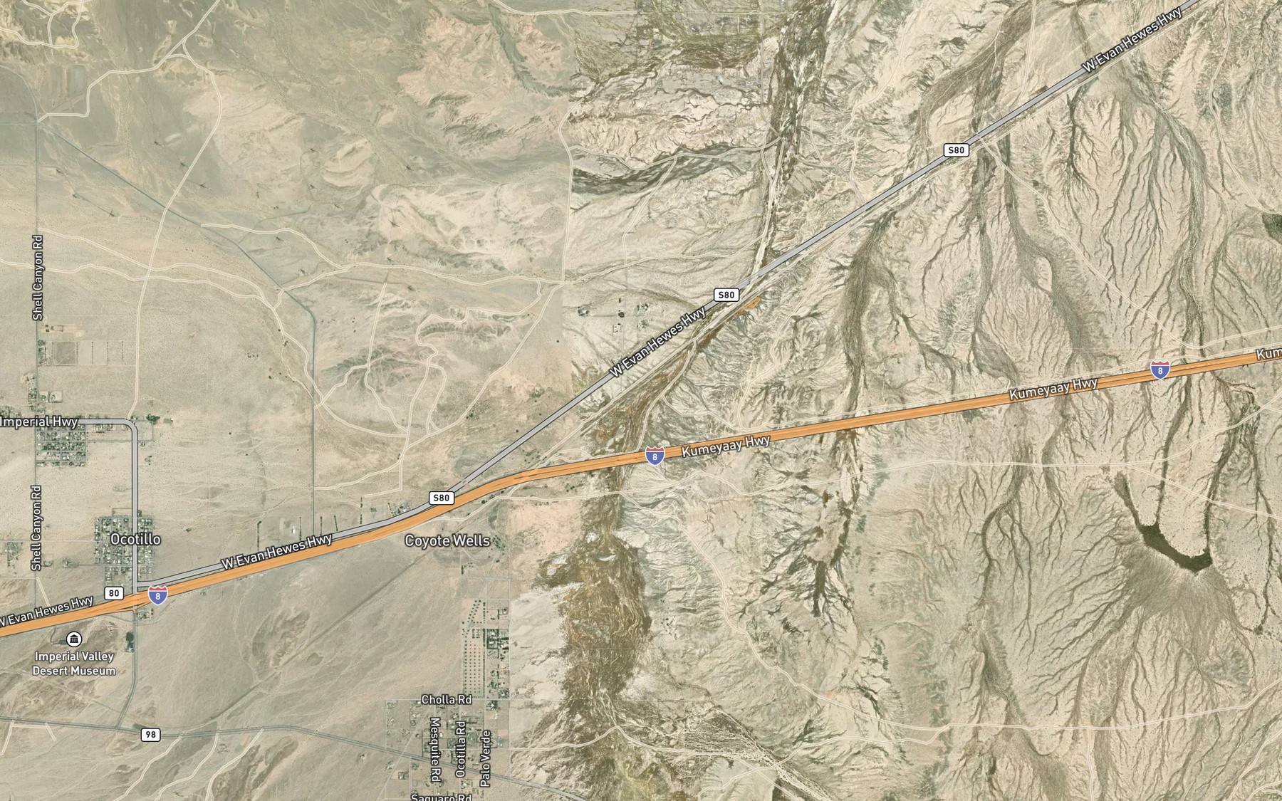 Satellite map of the South Fork Coyote Wash