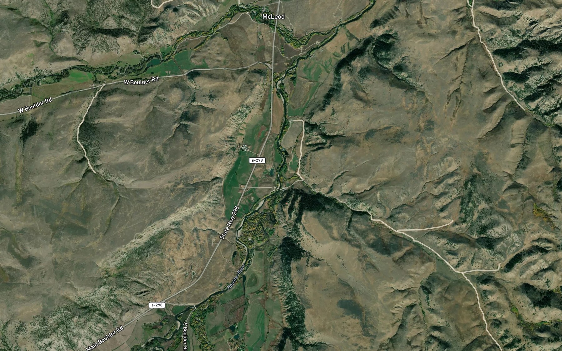 Satellite map of the Susie Creek