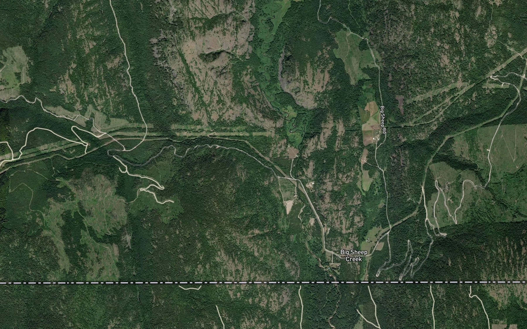 Satellite map of the Swehaw Creek