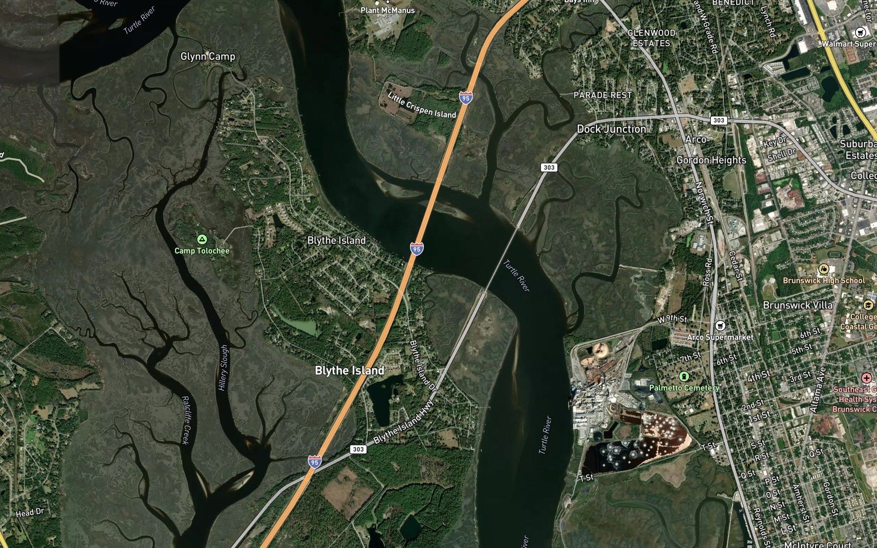 Satellite map of the Morrison Slough
