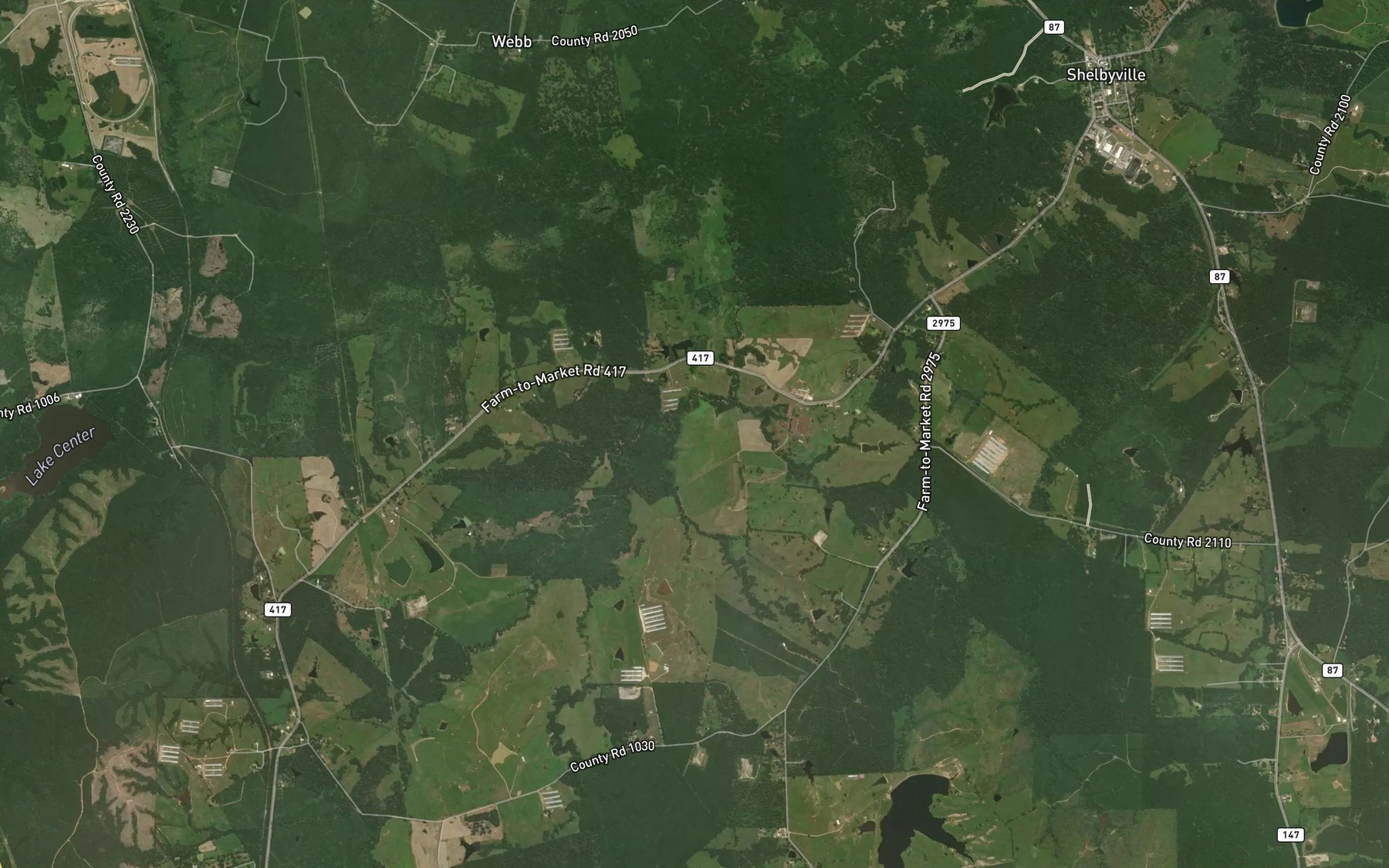 Satellite map of the Biggers Creek