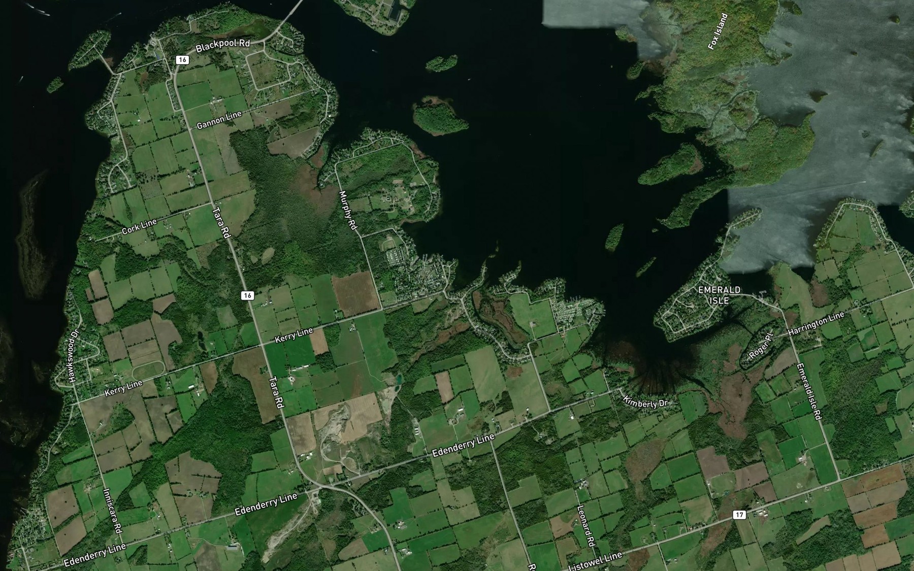 Satellite map of the O'Rielly Bay