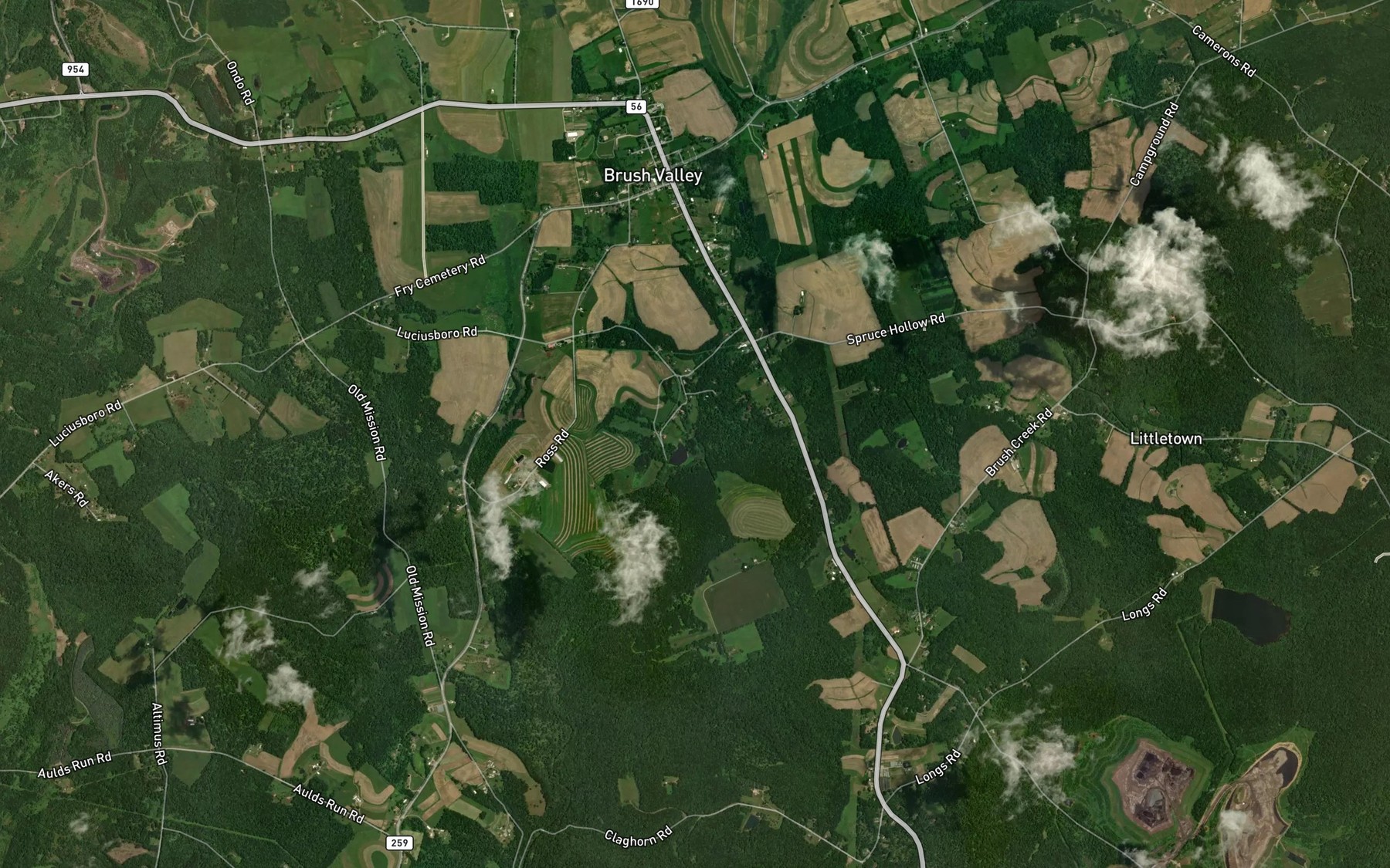 Satellite map of the Little Brush Creek