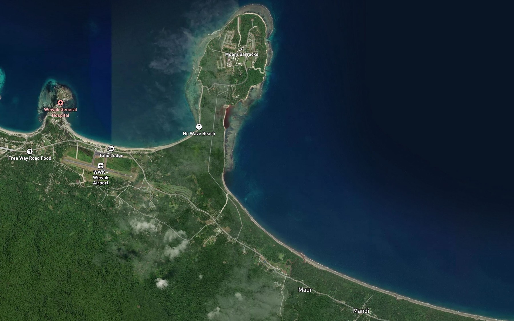 Satellite map of the Dove Bay