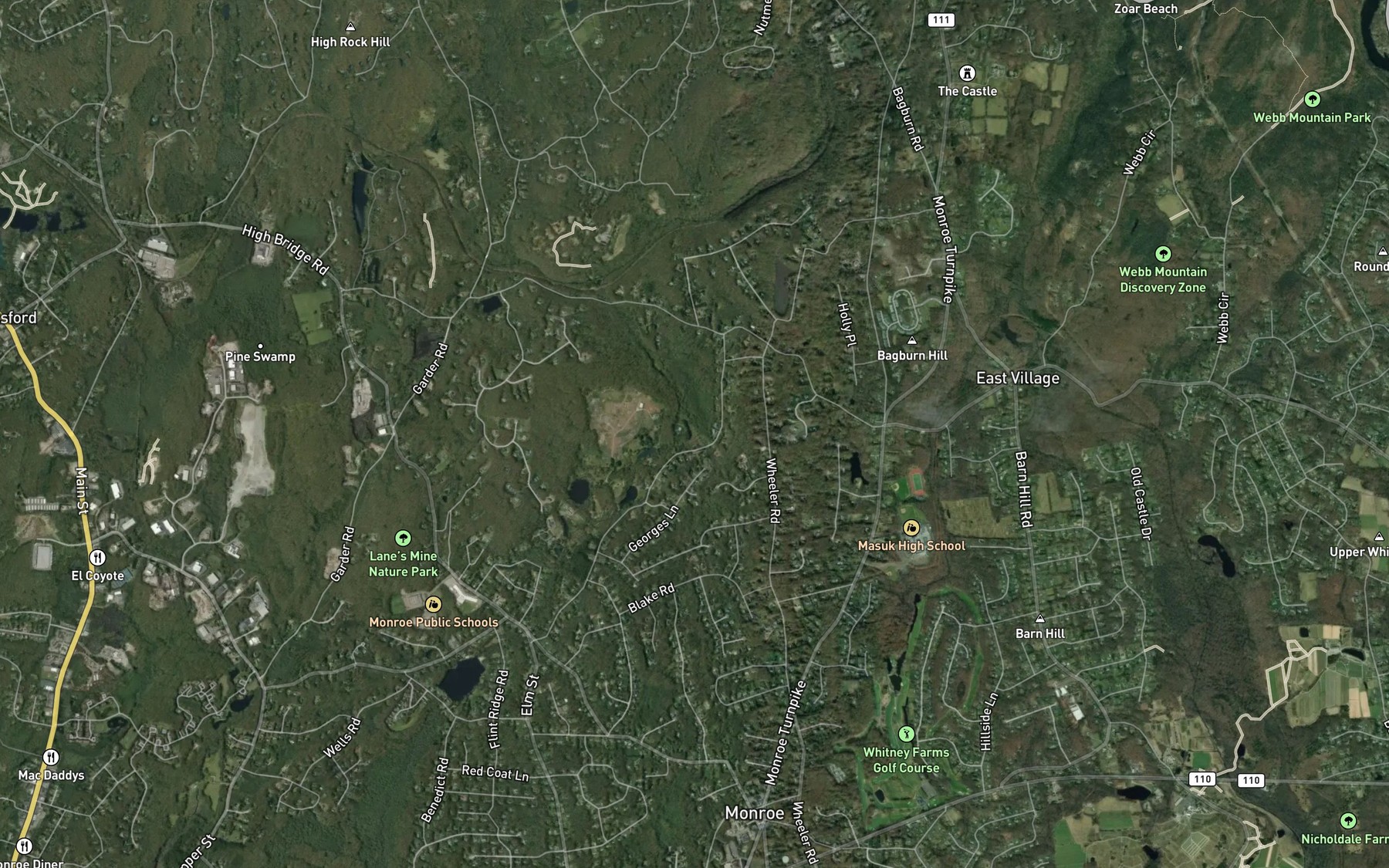 Satellite map of the Smith Pond Brook