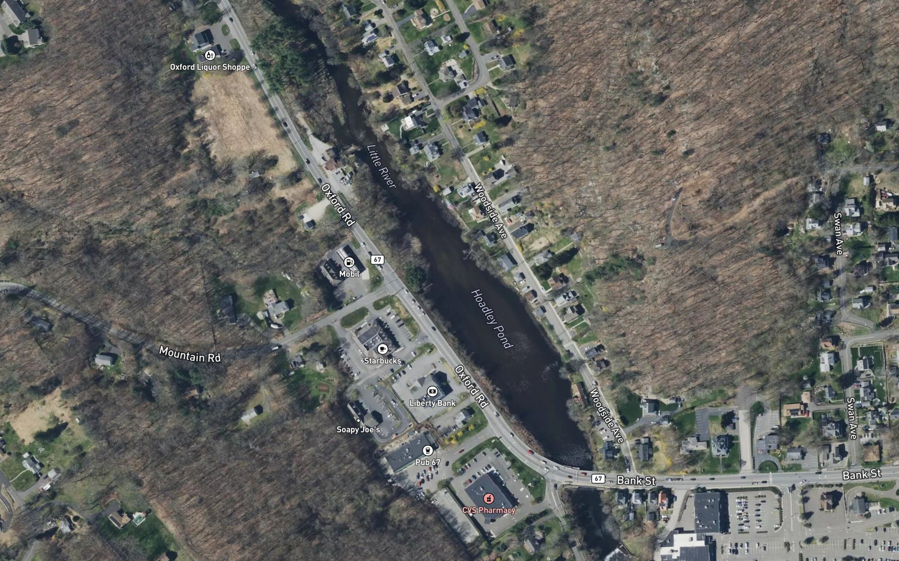 Satellite map of the Hoadley Pond