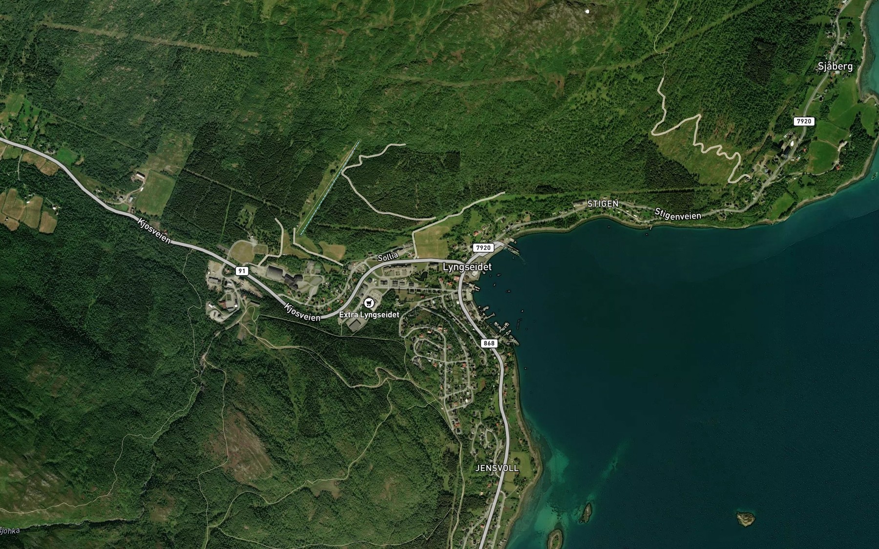 Satellite map of the Prestelva