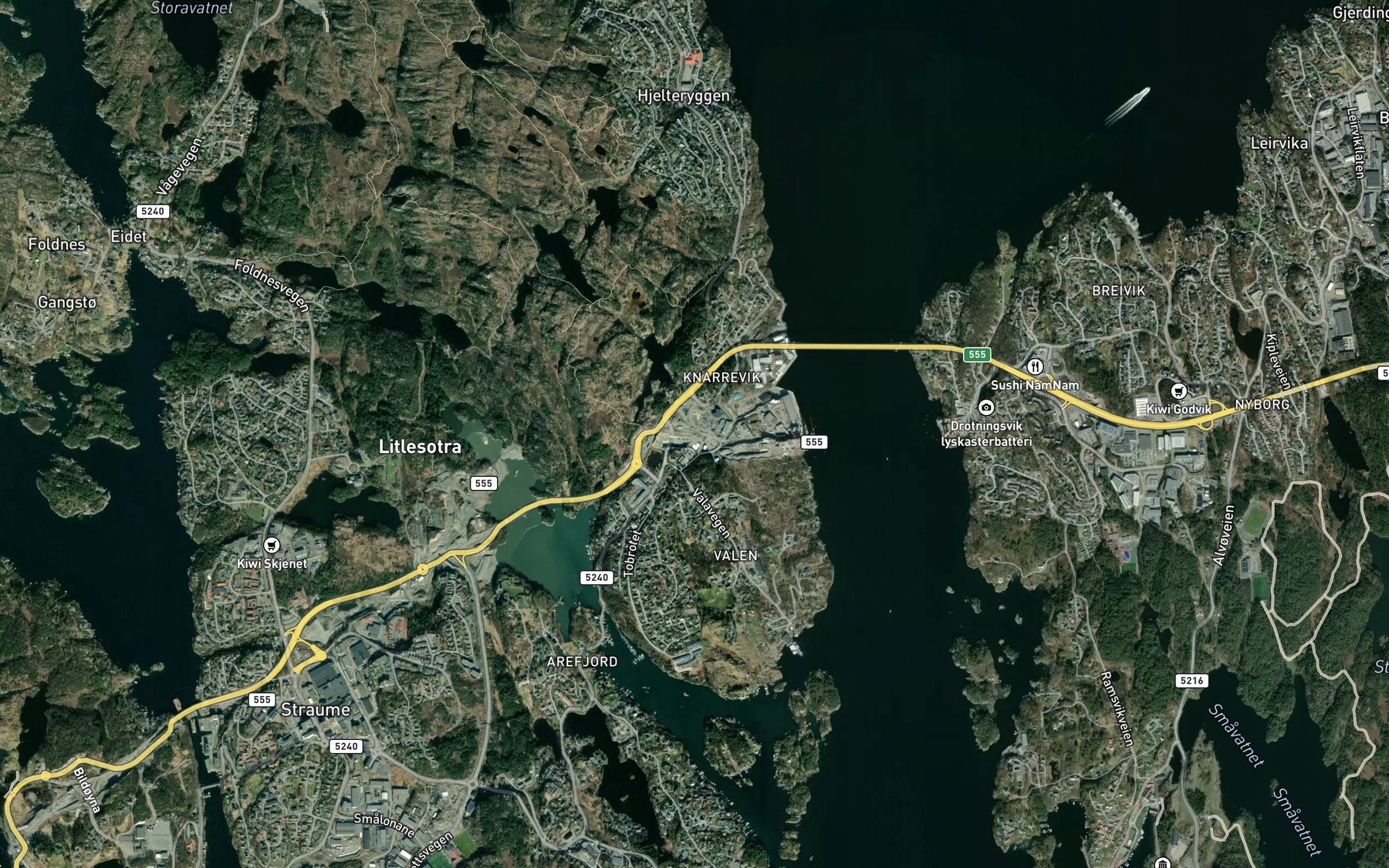 Satellite map of the Mustadvatnet